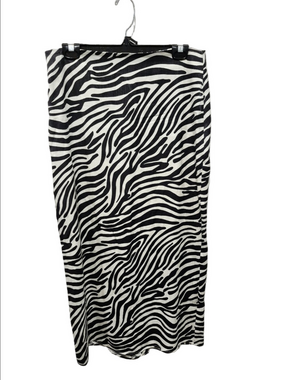 MIKUTA Zebra Print Black White Lyocell Blended Maxi Skirt - Size Medium